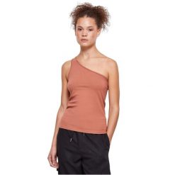 Damski tank top Urban Classics Asymmetric. Brązowe topy damskie Urban Classics, bez wzorów, bez kołnierzyka. Za 93.00 zł.