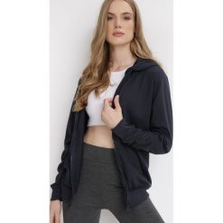Granatowa Bluza z Kapturem Zapinana na Suwak Argis. Niebieskie bluzy z kapturem damskie Born2be, l, z dzianiny. Za 44.99 zł.
