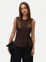 Vero Moda Kamizelka Selma 10345675 Brązowy Regular Fit. Brązowe kamizelki damskie Vero Moda, xs, z bawełny. Za 159.99 zł.