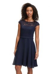Vera Mont Sukienka w kolorze granatowym rozmiar: 40. Niebieskie sukienki damskie Vera Mont, bez wzorów, z koronki, bez kołnierzyka, bez ramiączek, mini, rozkloszowane. Za 195.99 zł.