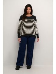 KAFFE curve Sweter w kolorze czarno-kremowym rozmiar: L. Czarne swetry klasyczne damskie KAFFE curve, l, bez kołnierzyka. Za 126.99 zł.