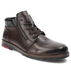 Brązowe Trzewiki Rieker Eleganckie Buty Męskie. Brązowe buty wizytowe męskie Rieker, na zimę, z futra, bez zapięcia. Za 369.00 zł.