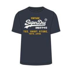 Koszulka Superdry Vl Heritage Relaxed. Niebieskie t-shirty damskie Superdry., uniwersalny, bez wzorów, bez kołnierzyka. Za 186.00 zł.
