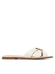 PINKO Klapki Milly 04 SD0463 P001 Biały. Białe klapki damskie Pinko, bez wzorów, ze skóry, bez obcasa. Za 919.99 zł.