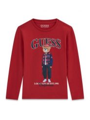 Guess Bluzka L6BI11 K5732 Czerwony Regular Fit. Czerwone t-shirty chłopięce Guess, z aplikacjami, z bawełny, bez ramiączek. Za 114.99 zł.