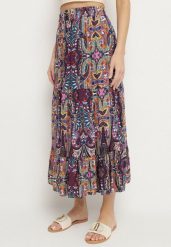 Fioletowa Wiskozowa Spódnica ze Wzorem Paisley Ellishea. Fioletowe spódniczki damskie Born2be, l, z aplikacjami, z wiskozy, boho, midi. Za 39.99 zł.