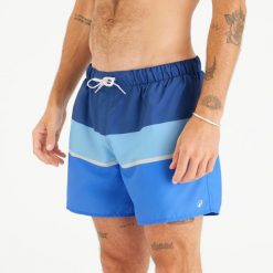 Spodenki surfingowe męskie Olaian 100 15" Strippy. Niebieskie kąpielówki męskie OLAIAN, m, bez wzorów, z materiału. Za 49.99 zł.