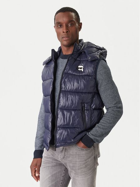 KARL LAGERFELD Kamizelka 505023 554590 Granatowy Regular Fit. Niebieskie kamizelki męskie Karl Lagerfeld, m, z syntetyku. Za 529.99 zł.