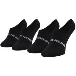 Skarpetki sportowe dla dorosłych 2PPK Mesh Ventilation Footies Socks. Czarne skarpetki damskie Skechers, bez wzorów, z bawełny. Za 29.99 zł.