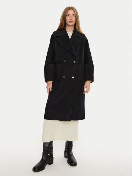 Munthe Płaszcz wełniany Telly 243153324340 Granatowy Loose Fit. Niebieskie płaszcze damskie Munthe, na zimę, bez wzorów, z syntetyku. Za 2,199.00 zł.