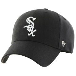 Czapka z daszkiem męska MLB Chicago White Sox Cap. Czarne czapki męskie 47 Brand, bez wzorów. Za 99.99 zł.