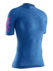 X-Bionic Koszulka w kolorze niebieskim do biegania rozmiar: XL. Niebieskie bluzki sportowe damskie X BIONIC, xl, z materiału, bez kołnierzyka, bez ramiączek. Za 260.99 zł.