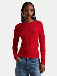 Polo Ralph Lauren Sweter 211971869502 Czerwony Slim Fit. Czerwone swetry klasyczne damskie Polo Ralph Lauren, m, z bawełny, bez kołnierzyka. Za 949.99 zł.