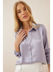 Happiness Istanbul Bluzka w kolorze lawendowym rozmiar: 38. Różowe bluzki damskie Happiness Istanbul, bez wzorów, z satyny, bez kołnierzyka, bez ramiączek. Za 78.99 zł.