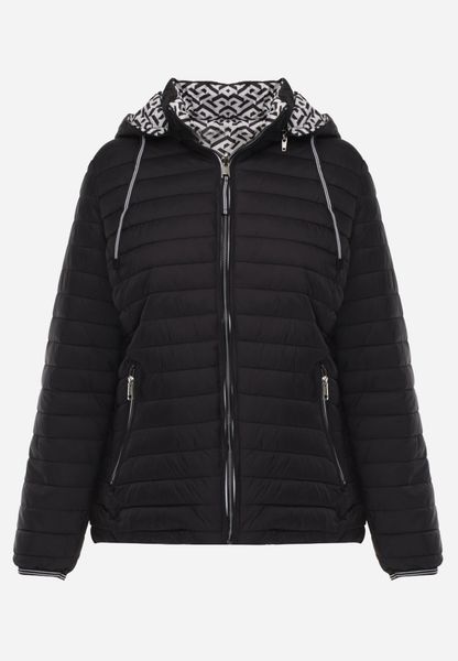 Czarna Dwustronna Kurtka Pikowana z Kapturem Zidila. Czarne kurtki damskie Born2be, l, bez wzorów, z jeansu, z kapturem. Za 89.99 zł.