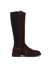 Tommy Hilfiger Kozaki Enamel Flag Suede High Chelsea FW0FW09574 Brązowy ciemny. Brązowe kozaki damskie Tommy Hilfiger, ze skóry, bez obcasa. Za 849.99 zł.