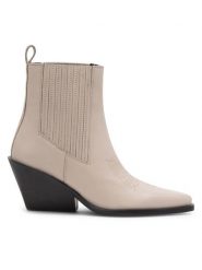 Badura Botki COIMBRA-110432 Biały. Białe botki damskie Badura, ze skóry, bez obcasa, na słupku, bez zapięcia. Za 399.99 zł.