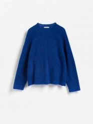 Sweter z wełną z alpaki - niebieski. Niebieskie swetry klasyczne damskie Reserved, l, z dzianiny, bez kołnierzyka. Za 199.99 zł.