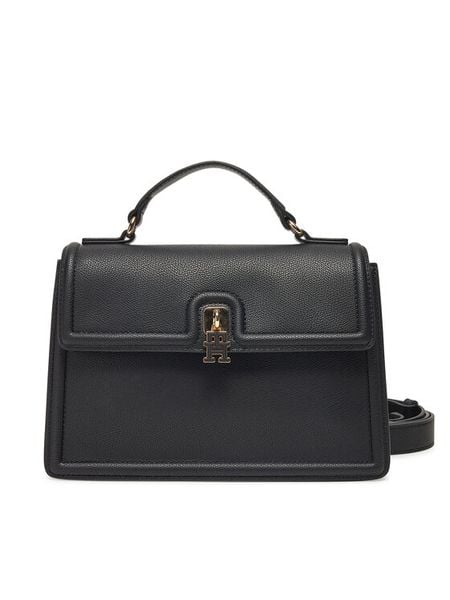Tommy Hilfiger Torebka Th Eternity Mini Satchel AW0AW17176 Czarny. Czarne torebki klasyczne damskie Tommy Hilfiger, bez wzorów, ze skóry, bez dodatków. Za 349.99 zł.