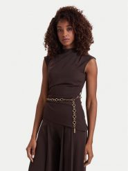 Guess Bluzka G6YH15 W3206 Brązowy Slim Fit. Brązowe bluzki damskie Guess, z aplikacjami, z syntetyku, bez kołnierzyka, bez ramiączek. Za 689.99 zł.