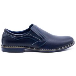 Olivier Eleganckie buty męskie 283LU granatowe niebieskie. Niebieskie buty wizytowe męskie bez zapięcia. Za 367.89 zł.