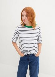 T-shirt oversize z czystej bawełny organicznej. Białe t-shirty damskie bonprix, bez wzorów, z bawełny, bez kołnierzyka. Za 59.99 zł.