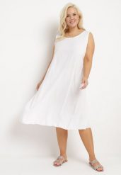 Biała Wiskozowa Sukienka o Pudełkowym Fasonie bez Rękawów Pleria. Białe sukienki damskie Born2be, m, bez wzorów, z wiskozy, wizytowe, bez kołnierzyka, plus size, bez ramiączek, midi. W wyprzedaży za 71.99 zł.