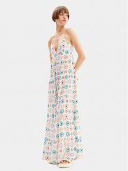 Desigual Sukienka letnia Galactica 24SWVW06 Biały Regular Fit. Białe sukienki damskie Desigual, na lato, m, bez wzorów, z wiskozy, bez kołnierzyka, bez ramiączek. Za 359.99 zł.