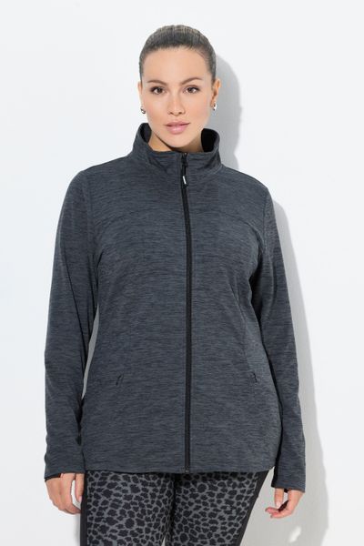 Damskie Bluza funkcyjna wąski krój stójka długi rękaw. Czarne bluzy z kapturem damskie Ulla Popken, plus size, z dresówki. Za 349.99 zł.