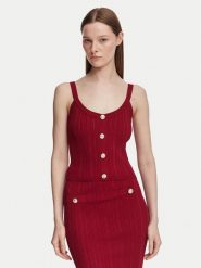 Guess Top W6YR25 Z0972 Bordowy Slim Fit. Czerwone topy damskie Guess, l, z aplikacjami, z syntetyku, bez kołnierzyka. Za 294.99 zł.