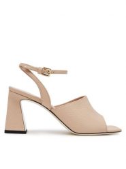 Pollini Sandały SA16077C1MTD0122 Beżowy. Brązowe sandały damskie Pollini, bez wzorów, ze skóry, bez obcasa, na słupku. Za 1,079.00 zł.