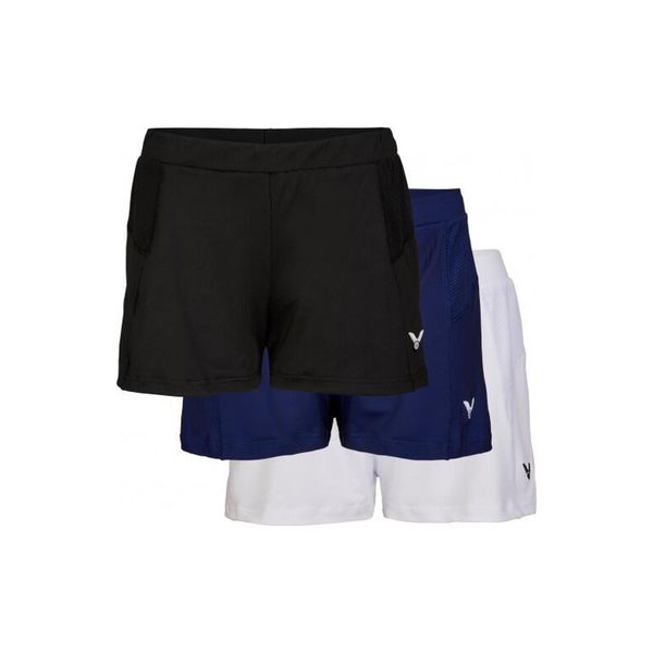 Szorty damskie Victor R-04200 C. Czarne spodenki sportowe damskie VICTOR, bez wzorów, z materiału, sportowe. Za 192.00 zł.