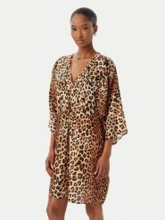 LOLA CASADEMUNT Sukienka letnia LS2616015 Brązowy Regular Fit. Brązowe sukienki damskie lola casademunt, na lato, s, bez wzorów, z wiskozy, bez kołnierzyka, bez ramiączek. Za 417.99 zł.