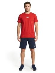 Podstawowy męski zestaw: koszulka + szorty bermudy. Czarne szorty męskie LEONE 1947 APPAREL, na lato, bez wzorów, z bawełny, eleganckie. Za 294.70 zł.