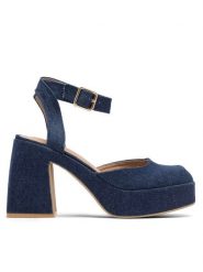 Jenny Fairy Sandały RYNE HY2153-1 Niebieski. Niebieskie sandały damskie Jenny Fairy, bez wzorów, z materiału, bez obcasa, na słupku. Za 169.99 zł.