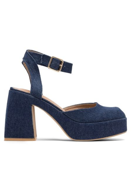 Jenny Fairy Sandały RYNE HY2153-1 Niebieski. Niebieskie sandały damskie Jenny Fairy, bez wzorów, z materiału, bez obcasa, na słupku. Za 169.99 zł.