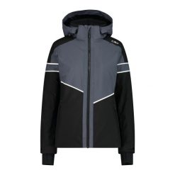 Kurtka narciarska damska z tkaniny skórzanej CMP. Czarne kurtki damskie CMP, na zimę, bez wzorów, z tkaniny, bez kaptura. W wyprzedaży za 765.00 zł.