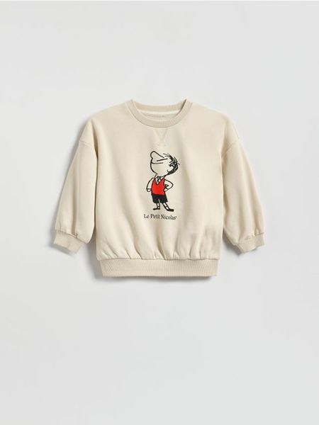 Bluza Mikołajek - beżowy. Brązowe bluzy i bluzki niemowlęce Reserved, bez wzorów, z bawełny, bez ramiączek, bez kaptura. Za 49.99 zł.