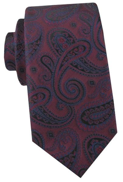 Krawat Męski - Angelo di Monti - Bordo z Dużym Paisley. Czerwone krawaty i muchy męskie Angelo di Monti, bez wzorów, z tkaniny, eleganckie. Za 45.00 zł.