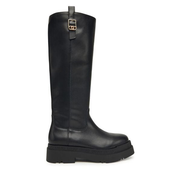 Kozaki Liu Jo. Czarne kozaki damskie Liu Jo, bez obcasa, na płaskiej podeszwie. Za 699.99 zł.