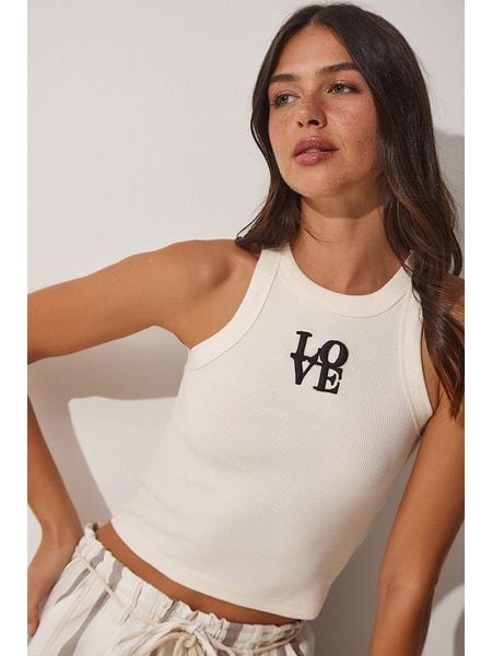 Happiness Istanbul Top w kolorze kremowym rozmiar: S/M. Brązowe topy damskie Happiness Istanbul, m, bez wzorów, bez ramiączek. Za 56.79 zł.