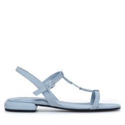 Sandały GINO ROSSI. Niebieskie sandały damskie Gino Rossi, bez wzorów, bez obcasa, na płaskiej podeszwie. Za 229.99 zł.