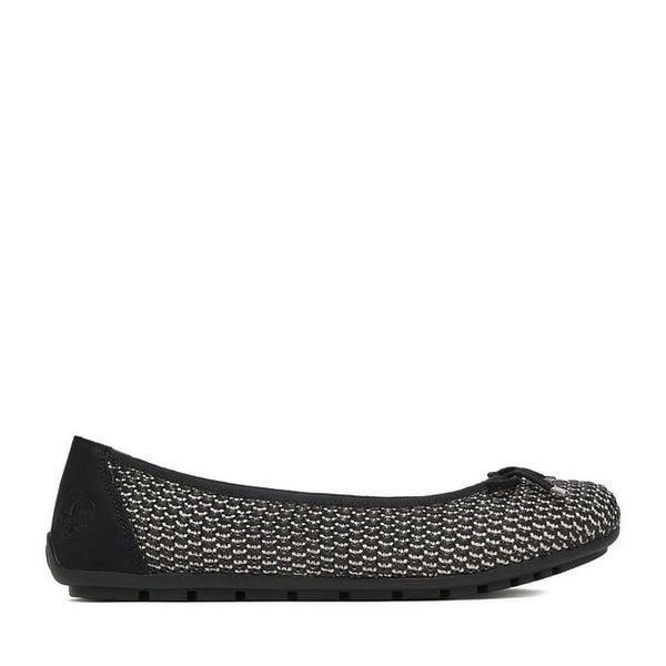 Baleriny Rieker. Czarne baleriny damskie Rieker, bez wzorów, bez obcasa. Za 289.99 zł.