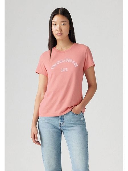 Levi's Koszulka w kolorze koralowym rozmiar: S. Czerwone bluzki damskie Levi's, s, bez wzorów, z bawełny, bez kołnierzyka, bez ramiączek. Za 69.75 zł.