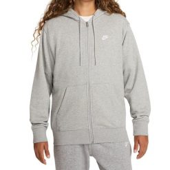 Bluza z Kapturem I Suwakiem Na Całej Długości Club Rozmiar XL Szary - FN3884-063. Szare bluzy z kapturem męskie Nike, xl, z materiału. Za 312.00 zł.