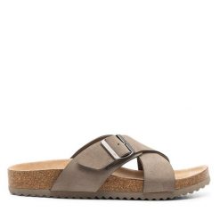 Klapki DeeZee. Szare klapki damskie DeeZee, bez wzorów, bez obcasa. Za 119.99 zł.