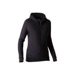 Bluza na zamek z kapturem Gym & Pilates Free Move 540 damska. Czarne bluzy sportowe damskie DOMYOS, xl, bez wzorów, z bawełny, bez ramiączek, z kapturem. W wyprzedaży za 74.99 zł.