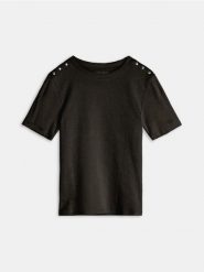 Koszulka z krótkim rękawem - czarny. Czarne t-shirty damskie Sinsay, l, bez wzorów, bez kołnierzyka. Za 9.99 zł.