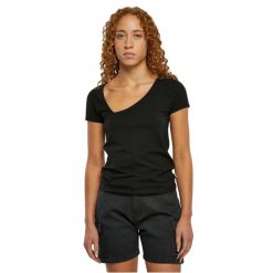 Koszulka damska Urban Classics Organic Asymmetric Neckline. Czarne t-shirty damskie Urban Classics, m, bez wzorów, z bawełny, z asymetrycznym kołnierzem. Za 93.50 zł.