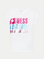 Guess T-Shirt J4YI00 K6YW4 Biały Regular Fit. Białe koszulki dziewczęce Guess, z aplikacjami, z bawełny, bez ramiączek. Za 49.99 zł.